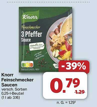 Knorr Feinschmecker 3 Pfeffer Sauce