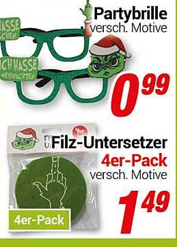 Partybrille  
Filz-Untersetzer 4er-Pack