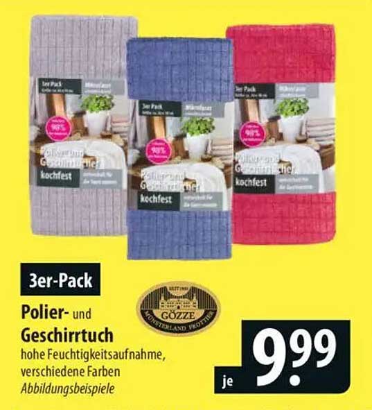 3er-Pack Polier- und Geschirrtuch