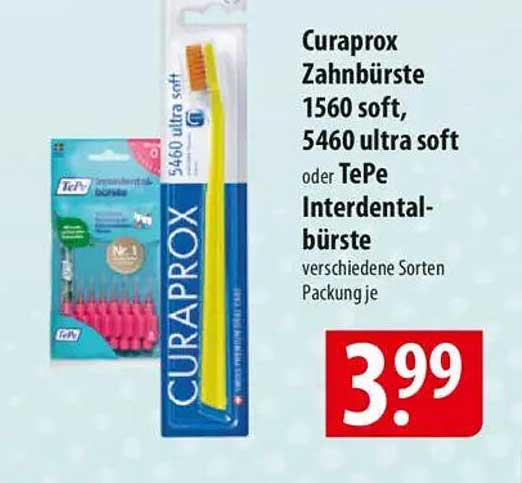 Curaprox Zahnbürste 1560 soft, 5460 ultra soft oder TePe Interdentalbürste