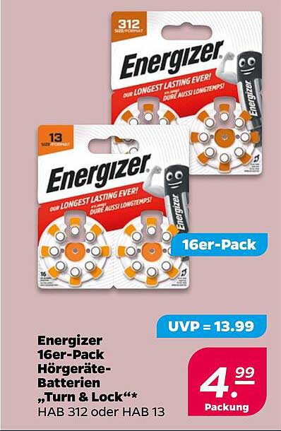 Energizer 16er-Pack Hörgeräte-Batterien „Turn & Lock“