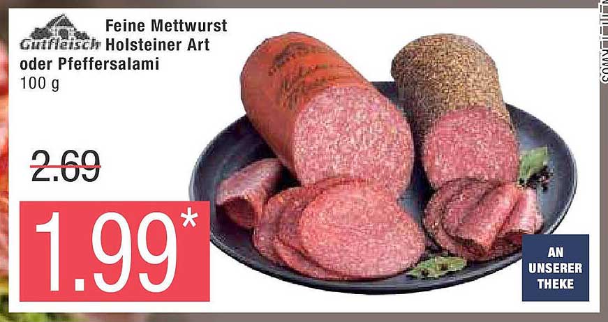 Feine Mettwurst Holsteiner Art oder Pfeffersalami