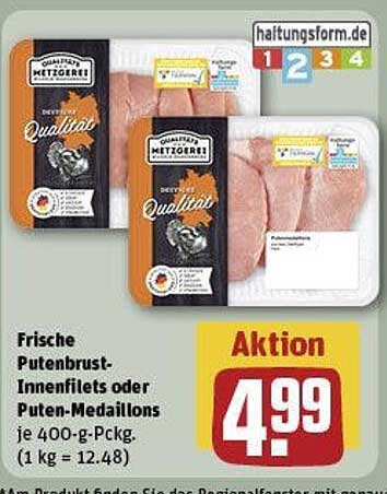 Frische Putenbrust-Innenfilets oder Puten-Medaillons