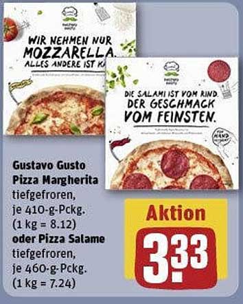 Gustavo Gusto Pizza Margherita tiefgefroren oder Pizza Salame tiefgefroren