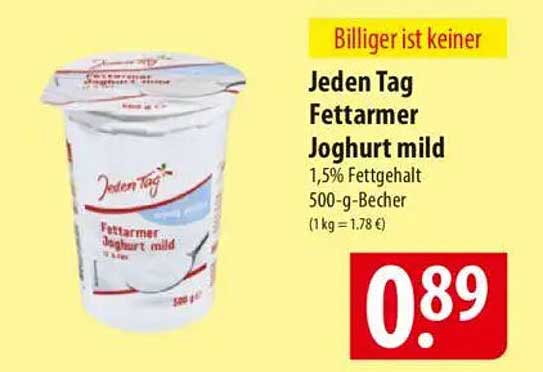 Jeden Tag Fettarmer Joghurt mild