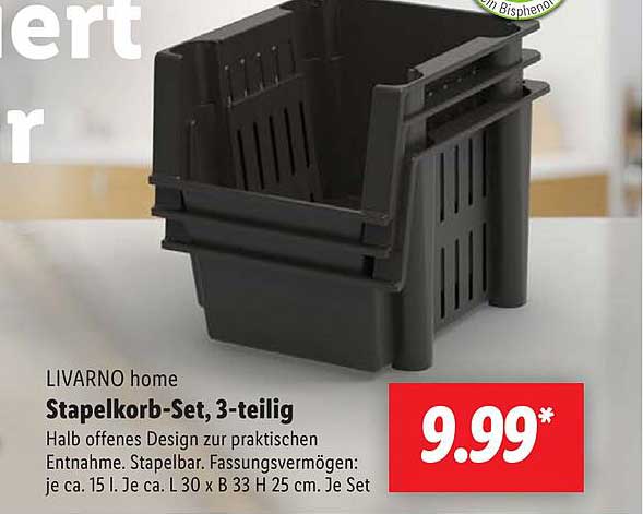 LIVARNO home Stapelkorb-Set, 3-teilig