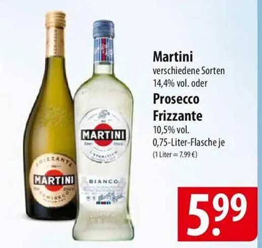 Martini verschiedene Sorten oder Prosecco Frizzante