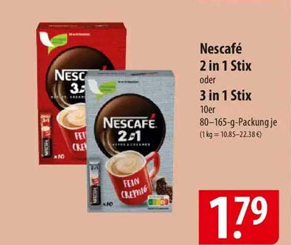 Nescafé 2 in 1 Stix oder 3 in 1 Stix