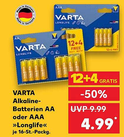 VARTA Alkaline-Batterien AA oder AAA »Longlife«