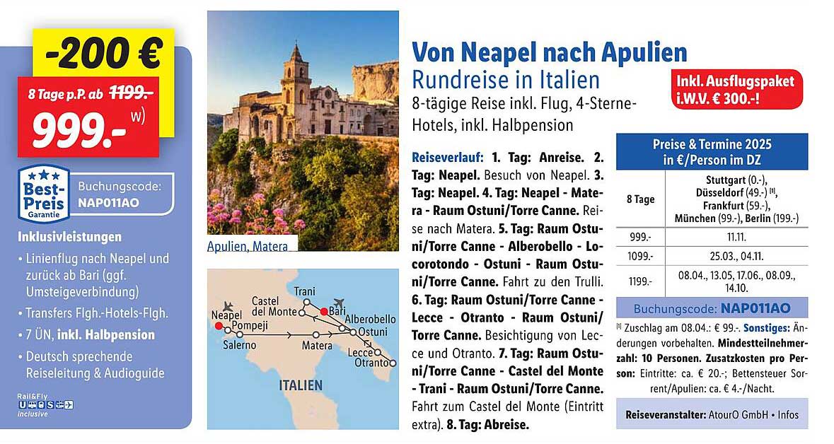 Von Neapel nach Apulien Rundreise in Italien