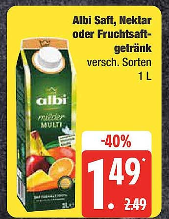 Albi Saft, Nektar oder Fruchtsaftgetränk