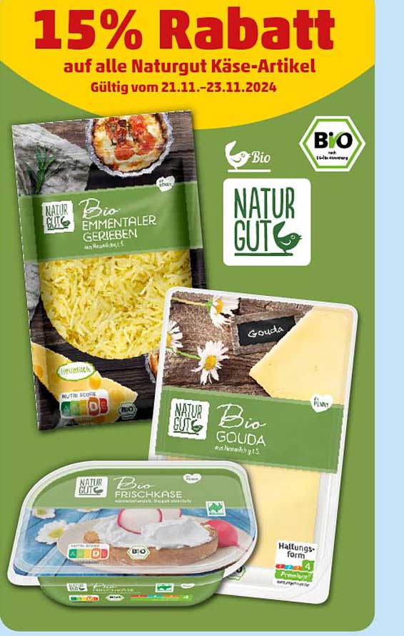 Bio Emmentaler gerieben  
Bio Gouda  
Bio Frischkäse  