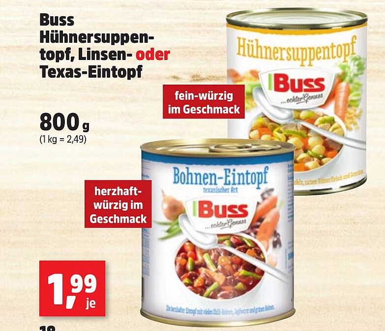 Buss Hühnersuppentopf, Linsen- oder Texas-Eintopf