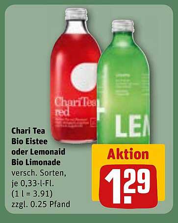 Chari Tea Bio Eistee oder Lemonaid Bio Limonade