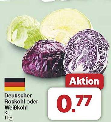 Deutscher Rotkohl oder Weißkohl