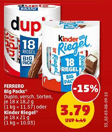 Duplo, verschieden Sorten oder Kinder Riegel