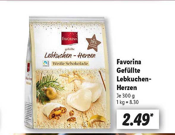 Favorina Gefüllte Lebkuchen-Herzen