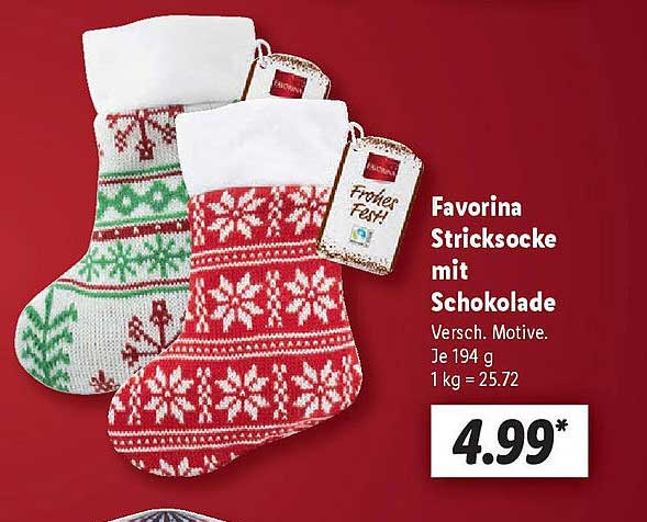 Favorina Stricksocke mit Schokolade