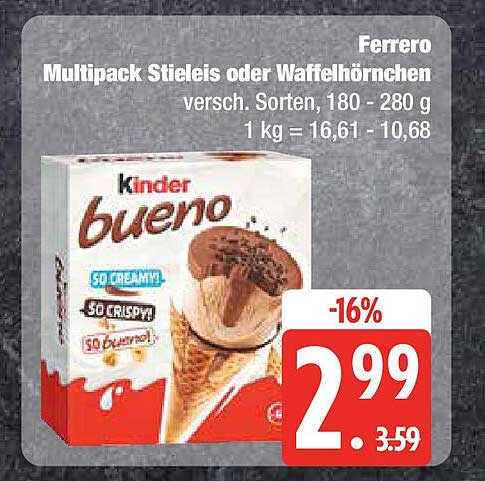 Ferrero Multipack Stieleis oder Waffelhörnchen