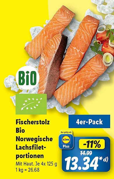 Fischstolz Bio Norwegische Lachsfilet-Portionen