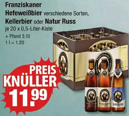 Franziskaner Hefeweißbier verschiedene Sorten, Kellerbier oder Natur Russ