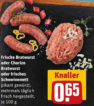 Frische Bratwurst oder Chorizo Bratwurst oder frisches Schweinefleisch