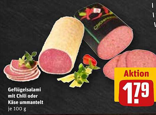 Geflügelsalami mit Chili oder Käse ummantelt