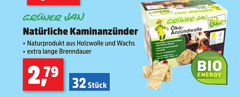 GRÜNER JAN Natürliche Kaminanzünder