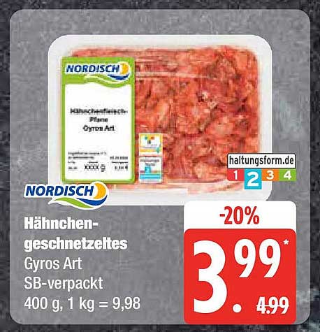 Hähnchen-geschnetzeltes Gyros Art