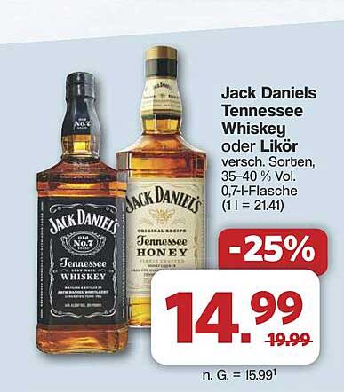 Jack Daniels Tennessee Whiskey oder Likör