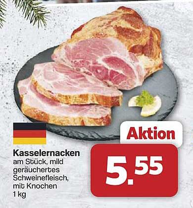 Kasslernacken am Stück, mild geräuchertes Schweinefleisch, mit Knochen