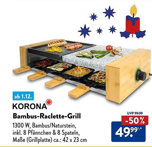 KORONA Bambus-Raclette-Grill