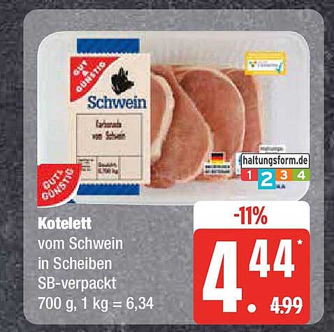 Kotelett vom Schwein in Scheiben SB-verpackt