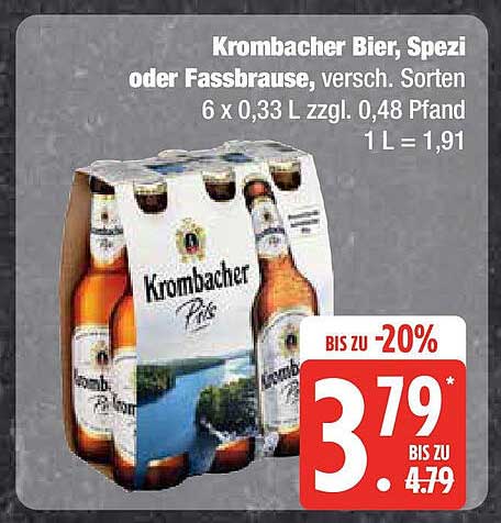 Krombacher Bier, Spezi oder Fassbrause, versch. Sorten