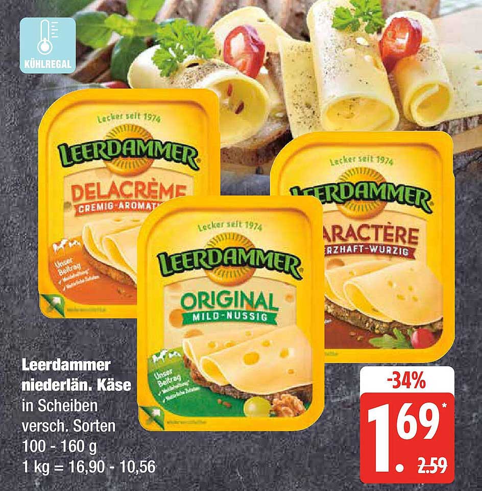 Leerdammer niederländ. Käse in Scheiben verschied. Sorten