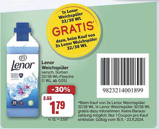 Lenor Weichspüler versch. Sorten 32/38-WL-Flasche