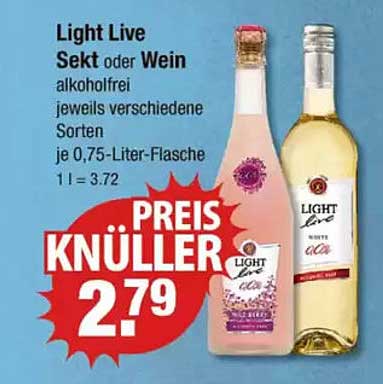 Light Live Sekt oder Wein