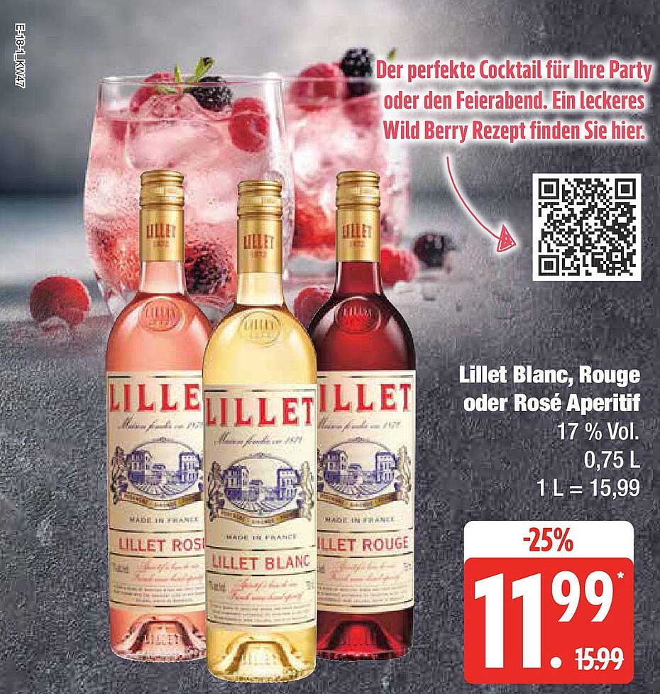 Lillet Blanc, Rouge oder Rosé Aperitif