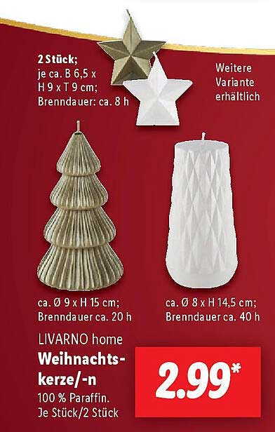 LIVARNO home Weihnachtskerze/-n