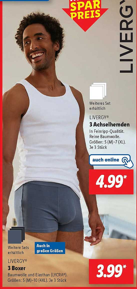 LIVERGY® 3 Achselhemden  
LIVERGY® 3 Boxer