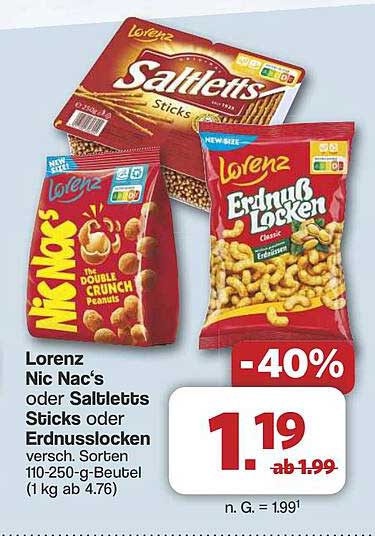 Lorenz Nic Nac's oder Saltletts Sticks oder Erdnusslocken