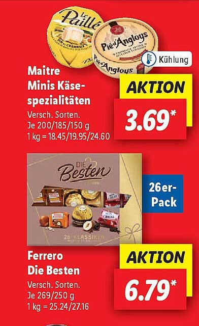 Maitre Minis Käse-spezialitäten  
Ferrero Die Besten