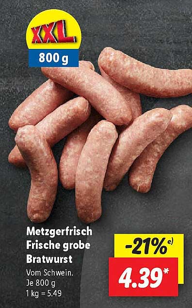 Metzgerfrisch Frische grobe Bratwurst