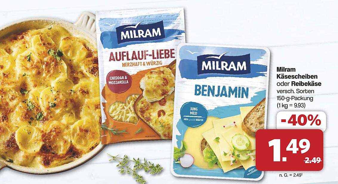 Milram Käse­scheiben oder Reibekäse