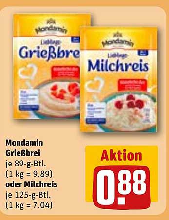 Mondamin Grießbrei oder Milchreis