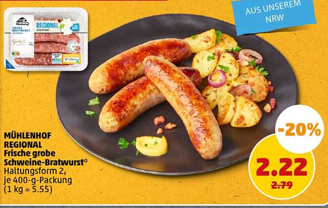 MÜHLENHOF REGIONAL Frische grobe Schweine-Bratwurst*