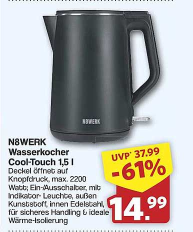 N8WERK Wasserkocher Cool-Touch 1,5 l