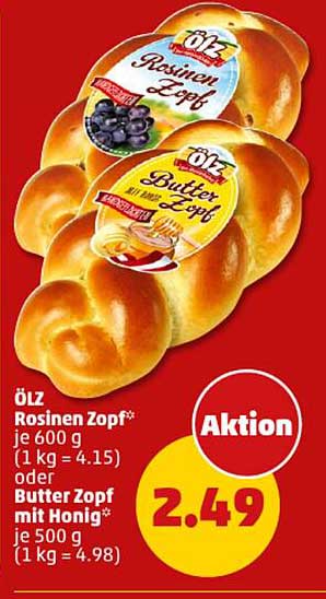 ÖLZ Rosinen Zopf* oder Butter Zopf mit Honig*