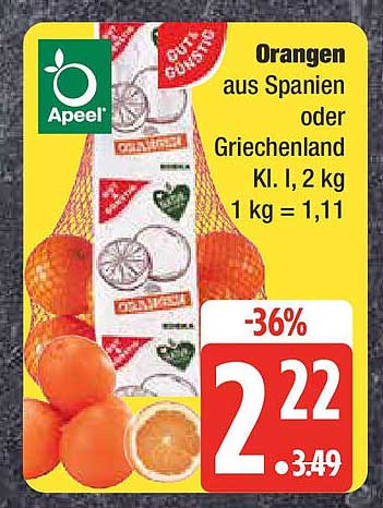 Orangen aus Spanien oder Griechenland