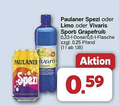 Paulaner Spezi oder Limo oder Vivaris Sport Grapefruit